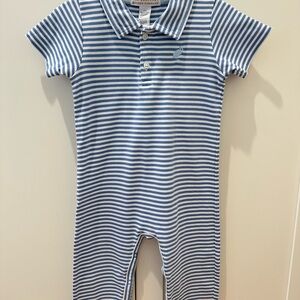 TBBC Blue and White Striped  Romper
